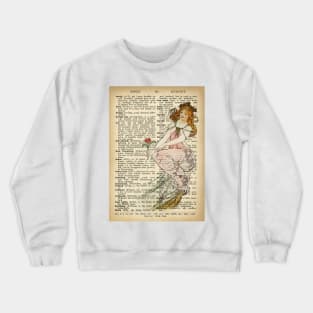 "Painting" in old book page - Mucha Crewneck Sweatshirt